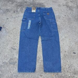 Carhartt B237 DST 38x32 Carpenter Work Original Fit Blue Pants Jeans Denim